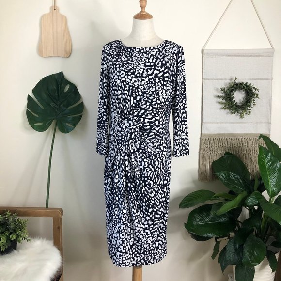 Adriana Papell Dresses & Skirts - Adriana Papell | Navy & White Leopard Print Sz. 14
